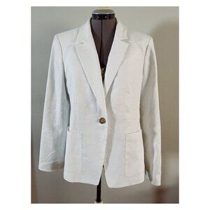 J. Crew Sz 14 Helena White Stretch Linen Blend Blazer